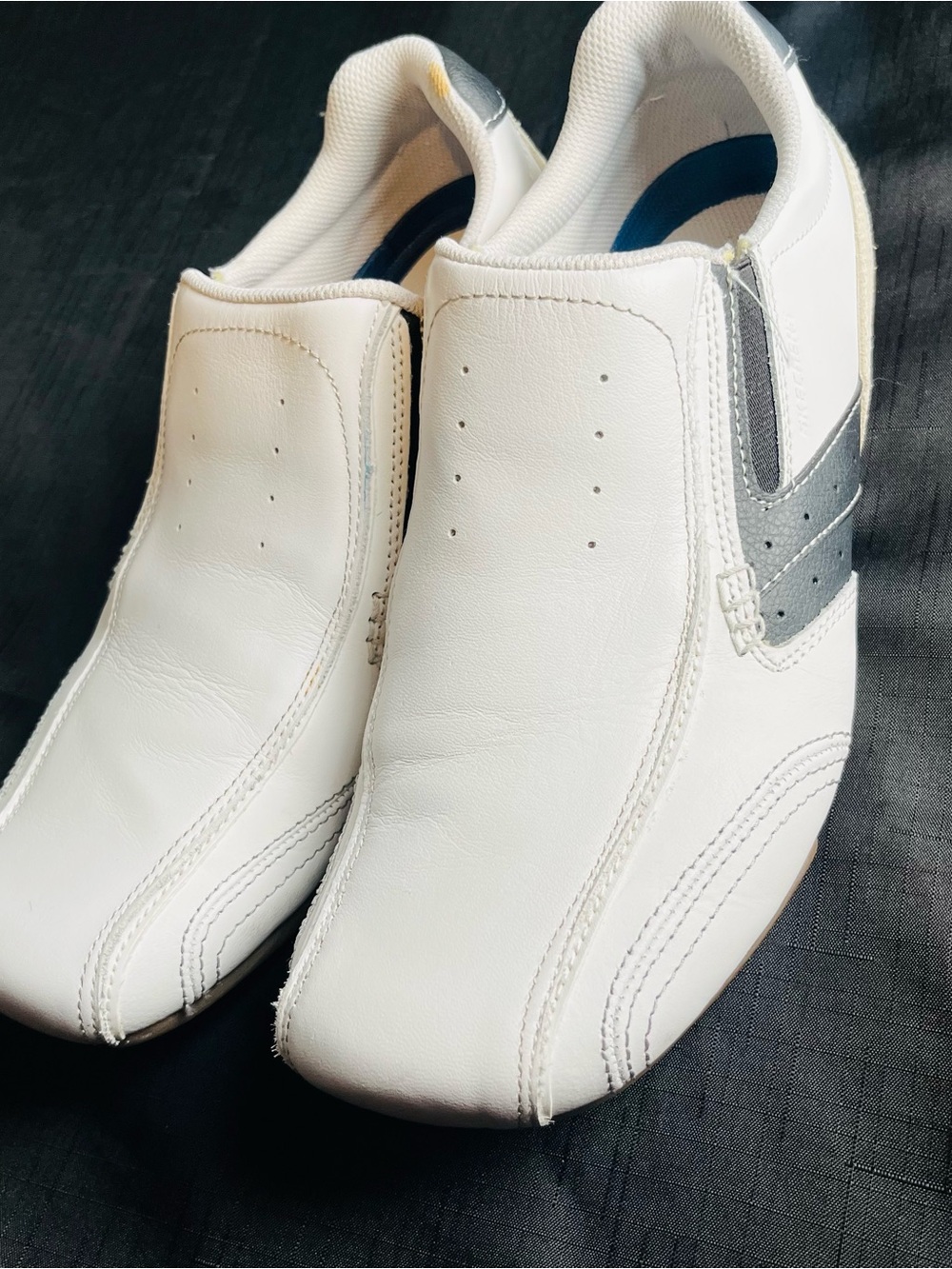 Skechers White Slip-On Sneakers with Gray Side Accent